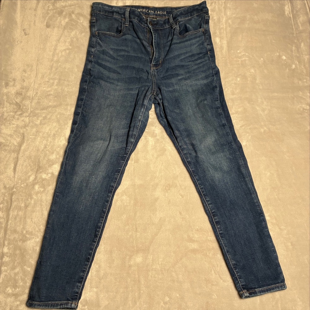 American Eagle Next Level Stretch Skinny Jeans Medium Wash Blue 14 Short